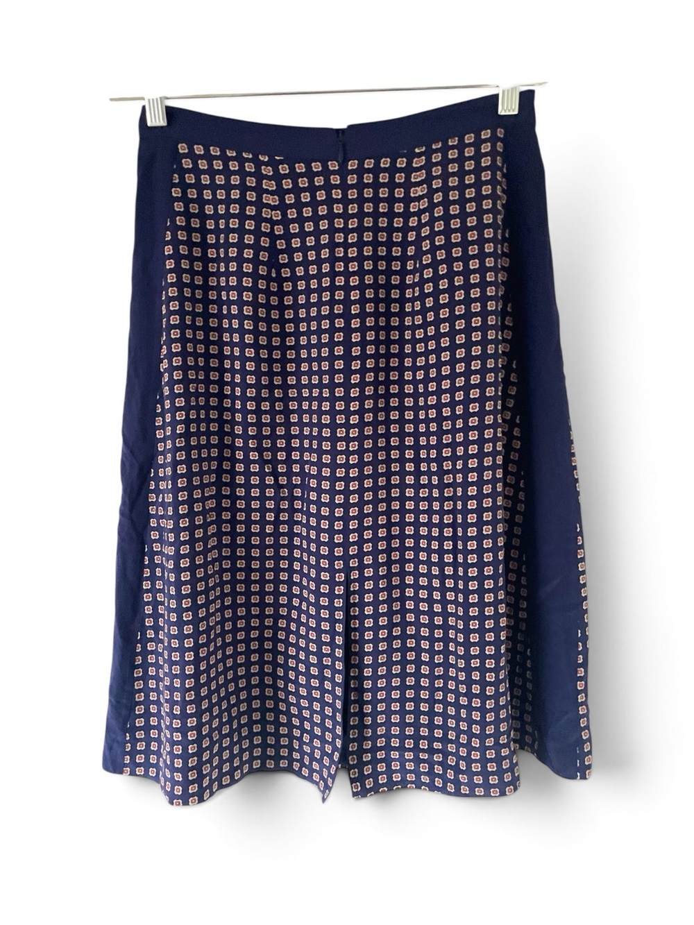 Madewell Silk Navy Patterned A-Line Skirt Sz 0